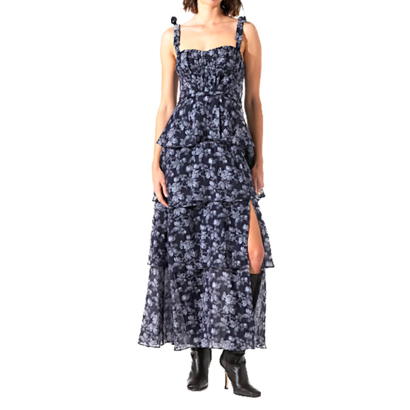 Astr the Label Navy & Grey Floral Mellorie Dress Plus Size X1 - Picture 7 of 9